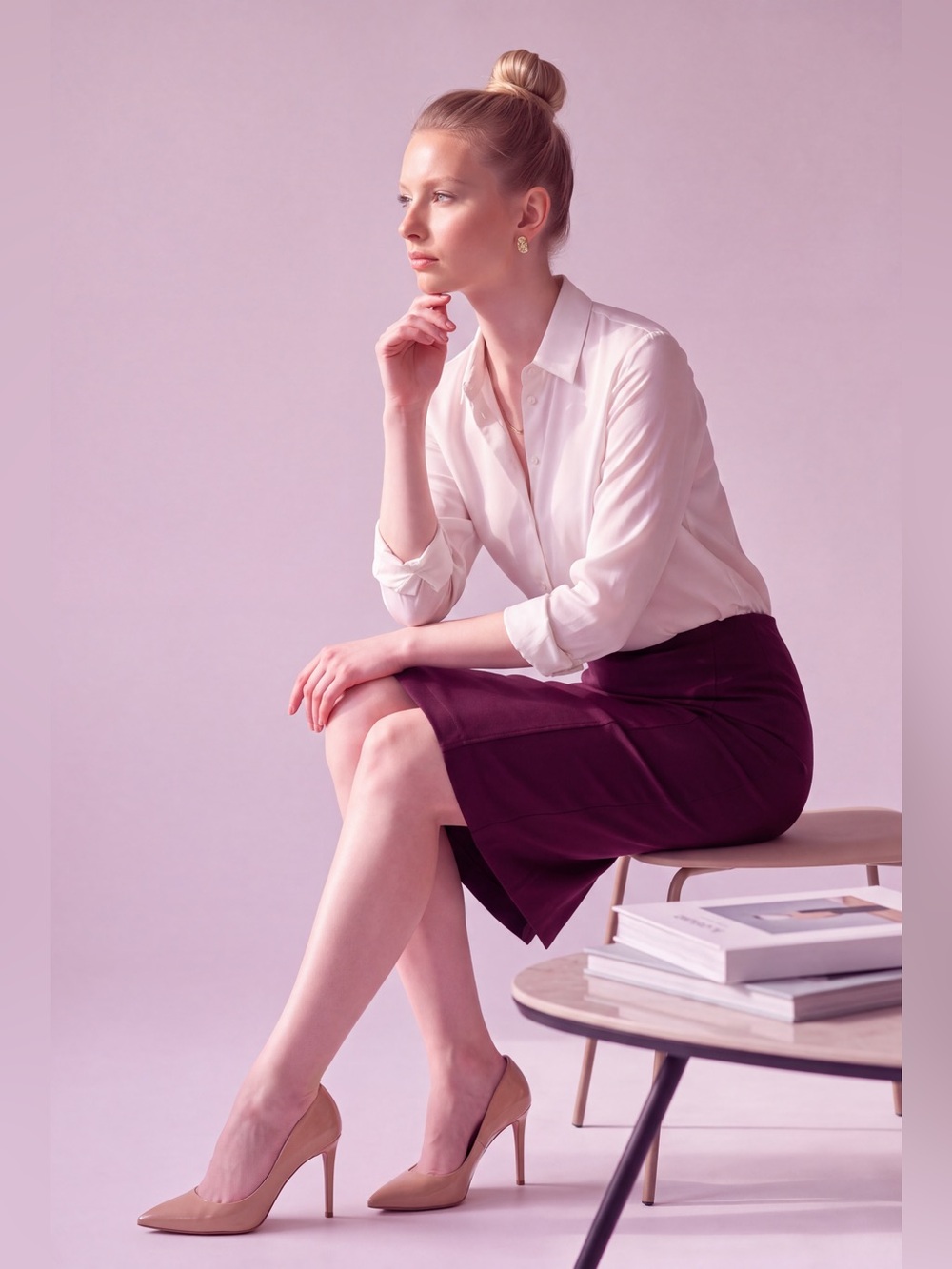 Lauren Ralph Lauren Burgundy Pencil Skirt